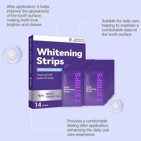 HEDGAUCP 14 Purple Teeth Whitening Strips, Gentle Daily for Surface Stain Reduction & Natural Shine, Portable for Home