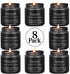 Men's Aromatherapy Gift Set - 8 Scented Candles with Manly Scents (Leather, Smoke, Oak) in Black Candle Jars, Perfect
