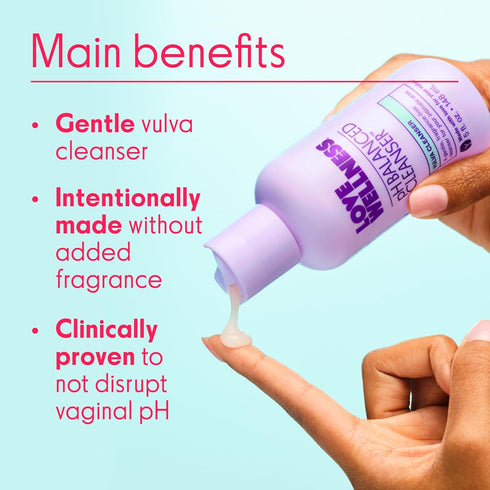 Love Wellness pH Balancing Cleanser & pH Balancing Wipes | Her Essentials Duo | On The Go Support for Her | Cleanser