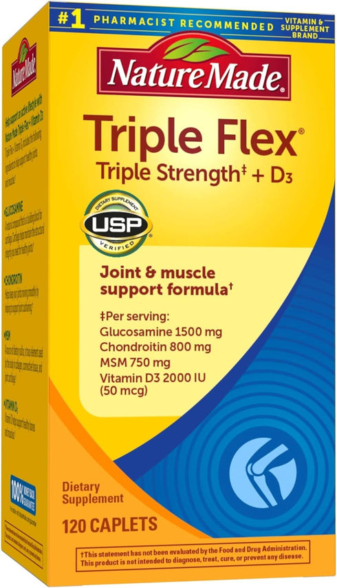 Nature Made TripleFlex Caplets with Vitamin D3, 120 Count for Joint Support
