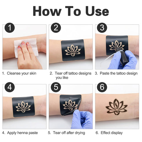 Tattoo Stencils For Kids Teens Adults - 24 Sheets Henna Tattoo Stencil Kit with 400 Designs