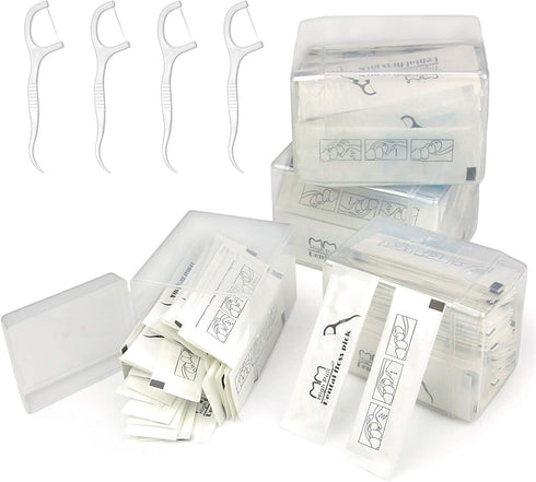 200 Count Individually Wrapped Dental Floss Picks, Travel Flossers for Oral Care Essentials