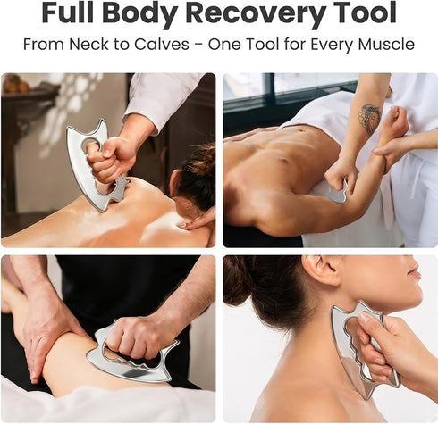 MINZHOUYA QKIIP Muscle Scraper Tool for Back & Legs, Enlarged Myofascial Massage Release Tool, Stainless Steel Scraping