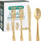 FOCUSLINE 160 Pack Gold Plastic Silverware Set, 80 Gold Forks, 40 Gold Knives, 40 Gold Spoons for Parties