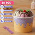 Jingmore 60 Set 6oz Ice Cream Paper Cups with Lids and Spoons, Disposable Sundae Bowls, Dessert Cups for Birthday Party