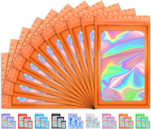 100 PCS Holographic Bags for Lashes, Candy, Small Baggies, Resealable Packaging Bags for Jewelry, Food