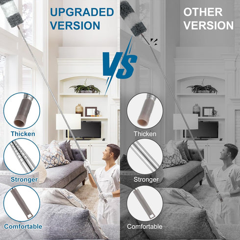 Microfiber Duster, 4PCS with Extension Pole(Stainless Steel) 30 to 100 Inches, Reusable Bendable Dusters, Washable Lightweight Dusters for Cleaning Ceiling Fan, High Ceiling, Blinds, Furniture, Cars by Uppercut