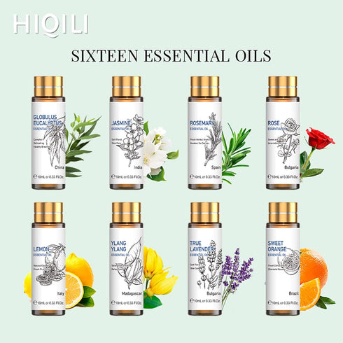 Set 100% 16 Pack 10ML Essential Oils with Independent Dropper, Natural Plant-Based, Therapeutic Grade for Family Use
