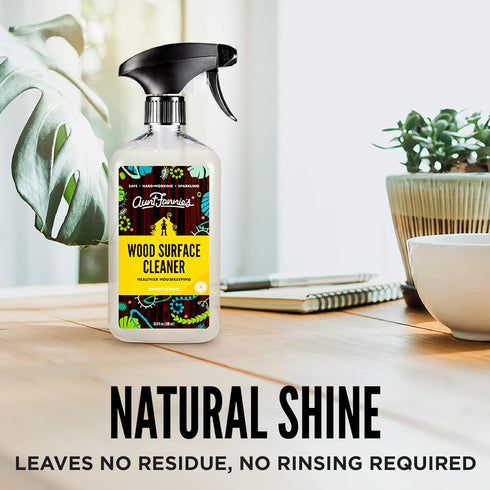 Aunt Fannie's All Purpose Wood Spray Cleaner, No-Wax Formula for Wood Tables, Walls, Counters, 16.9 Ounces
