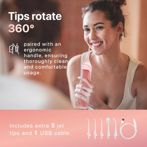 Oralfree Water Dental Flosser, Cordless Oral Irrigator, Portable Rechargeable Travel Teeth Cleaning, IPX7 Waterproof