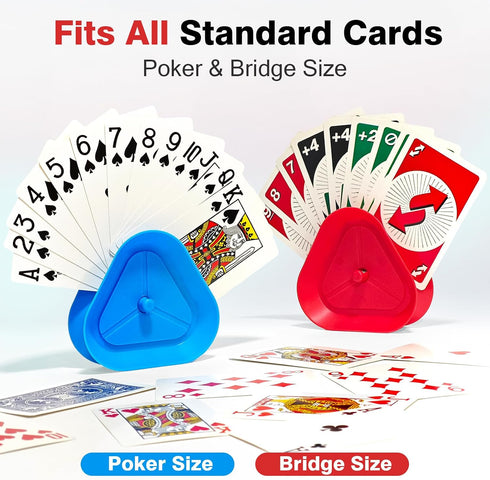 LEAFORIA 4 Pack (4 Playing Card Holders - Triangle Hands Free Card Holder for Kids, Adults, Seniors | Plastic Card