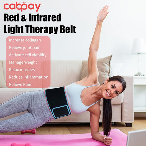 Red & Infrared Light Therapy Belt for Pain Relief, Flexible Wearable Wrap with Timer for Back and Muscle Pain