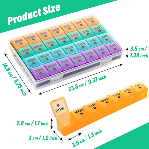 XL Large Monthly Pill Organizer, 4 Weeks, 28 Day Pill Dispenser with Travel Case