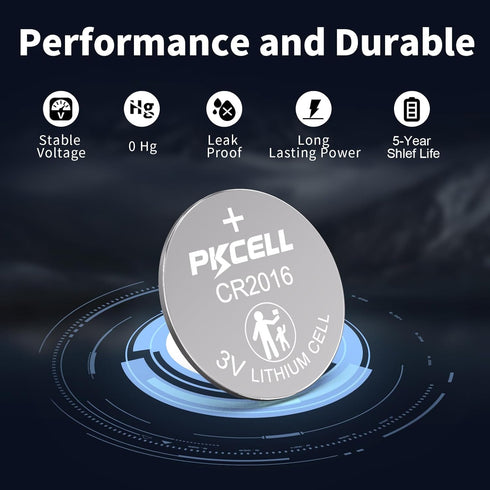PKCELL 10 Pack CR2016 CR2016 3V Battery Lithium Battery for Car Remote Control,Watch Batteries Replacement