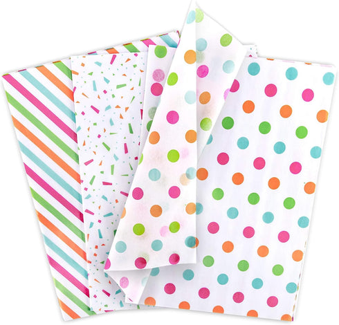 Whaline Tissue Paper Bulk, Polka Dots Stripe Wrapping Paper for Birthday DIY Party Crafts Weddings, 60 Sheets
