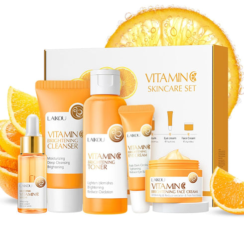 5Pcs Skincare Gift Set for Teenage Girls, Vitamin C Face Skin Care Kit with Cleanser, Toner, Serum, Eye Cream