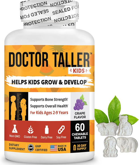 NuBest Doctor Taller Kids - 60 Vegan Chewable Tablets for Kids Multivitamins, Support Healthy Immunity & Bone Strength