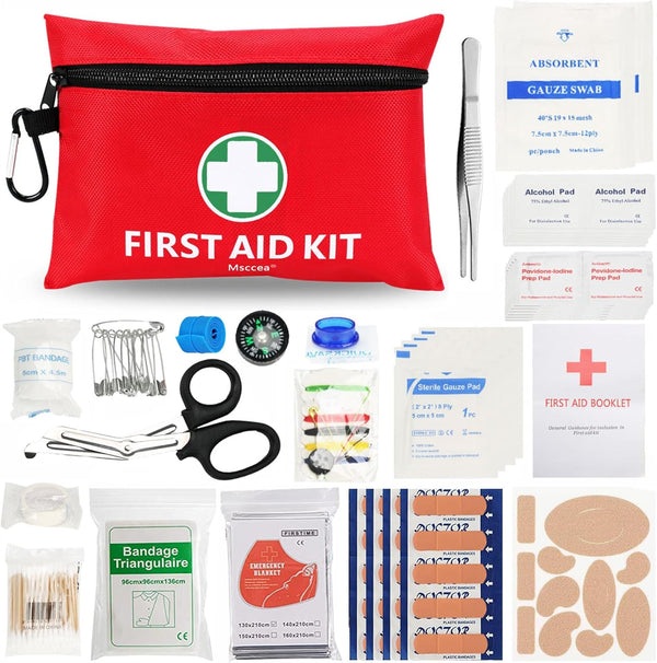 Mini First Aid Kit, 122 Piece Small Kit for Family Emergency Care, Home, Camping, Travel, Outdoors & Schools