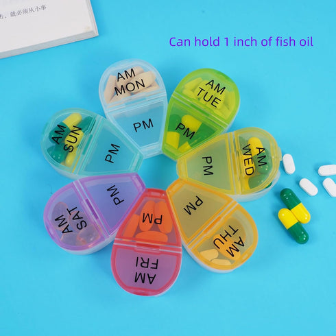 Zhengyuan 7 7 Cute Day AM PM Pill Organizer, Twice a Day Weekly Pill Box with Color Coded Compartments, Flower Shape