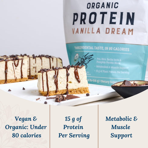Live Conscious Organic Pea Protein Powder - Vanilla Dream Flavor - 20 Servings, Plant-Based Vegan Protein Blend