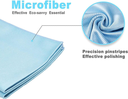 Window Cleaning Cloth - Glass Cleaning Cloth, Streaks and Scratches Free (Blue, 4 Pack)