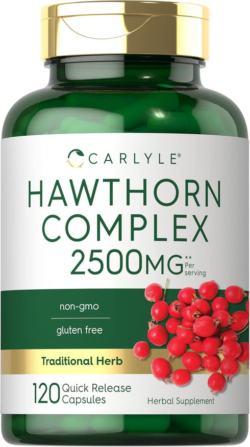 Carlyle Hawthorn Berry Complex | 2500mg | 120 Capsules | Non-GMO, Gluten Free Extract Powder Pills