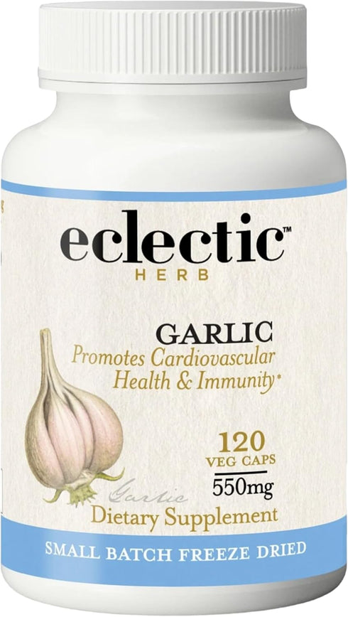 Eclectic Herb Premium Freeze-Dried Garlic Capsules, 120 CT (550 mg) | Cardiovascular Health & Immune Support