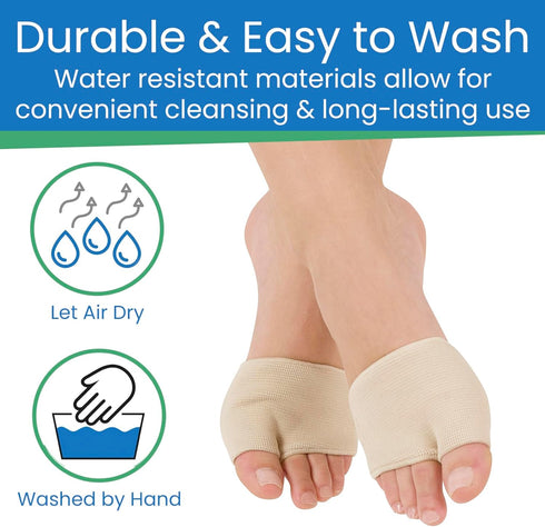 ViveSole Metatarsal Foot Pad (4 Pcs) - Cushions for Metatarsalgia Pain Relief, Forefoot Sleeve with Gel Insert