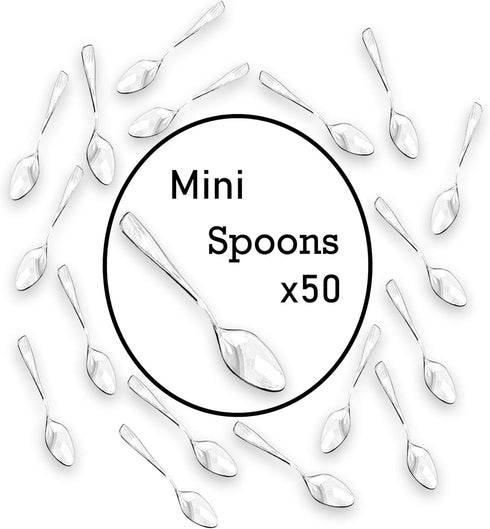 Loreso 50CT Mini Clear Plastic Dessert Spoons for Tasting Party, Ice Cream, Small Catering Supplies - Reusable BPA Free