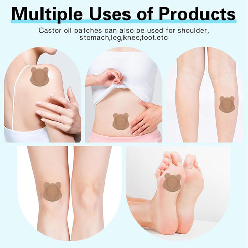 JayruiMice 50 Count Pack Value Disposable Castor Oil Patches, Leak-Proof Adhesive Patches for Stomach, Joints