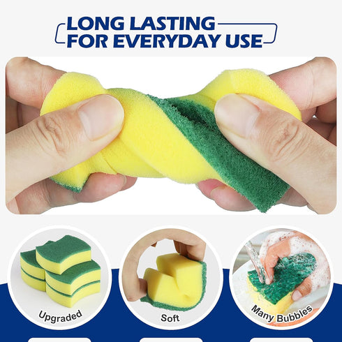 WUHUIXOZ Sponges,24 Pack Kitchen Cleaning Eco Non-Scratch for Dish,Scrub Sponges