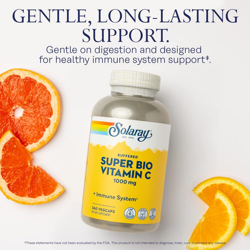 Super Bio Buffered Vitamin C 1000mg by SOLARAY, Two-Stage, Timed Release with Bioflavonoids, 180 VegCaps