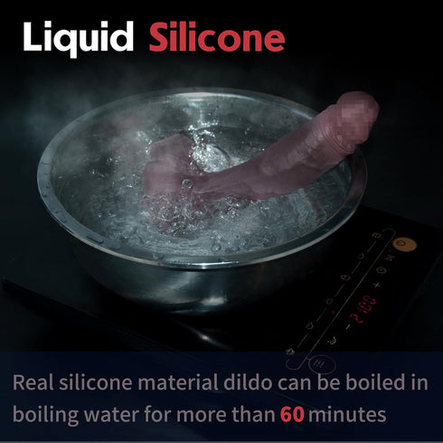 PiiPaa 9 Inch Black Realistic Dildo Feels Like Skin, with Huge Strong Suction Cup Dildos for Hands-Free Play, Soft