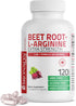 Bronson Beet Root + L-Arginine 2000 MG Nitric Oxide Production Supplement, Non-GMO, 120 Vegetarian Capsules