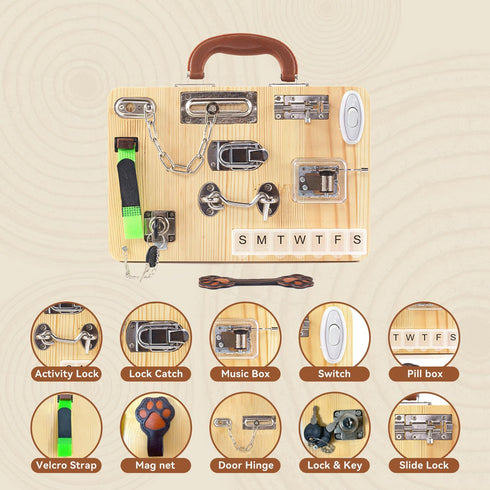 Yeconire Fidget Busy Board for Adults with Dementia, Montessori Wooden Busy Board for Seniors, Gift Toys for Alzheimers