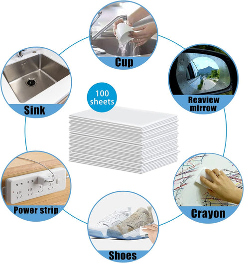 100PCS Magic Cleaning Sponge Eraser Sheets - Disposable Nano Dish Sponge Cleaner Pads for Hard-to-Reach Places
