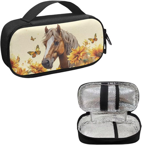 Horses Butterflies Insulin Cooler Travel Case, Insulated Bag Organizer for Diabetics, Medication Cooler Bag