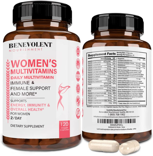 Multivitamin for Women - Daily Supplement for Energy, Immunity, & Female Support with Biotin, Calcium, Magnesium - 120