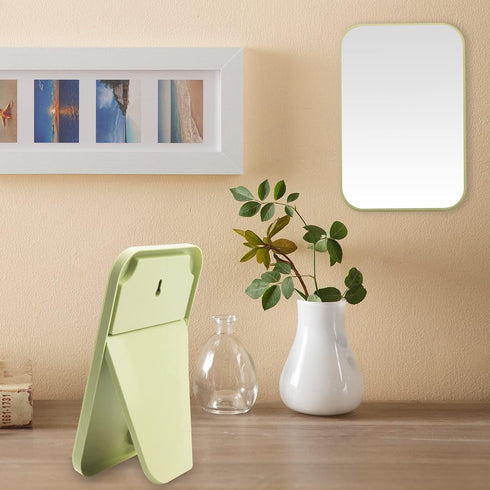 Desktop Makeup Mirror, 8 Inch Portable Folding Mirror with Stand, Double-Duty White Wall Hanging