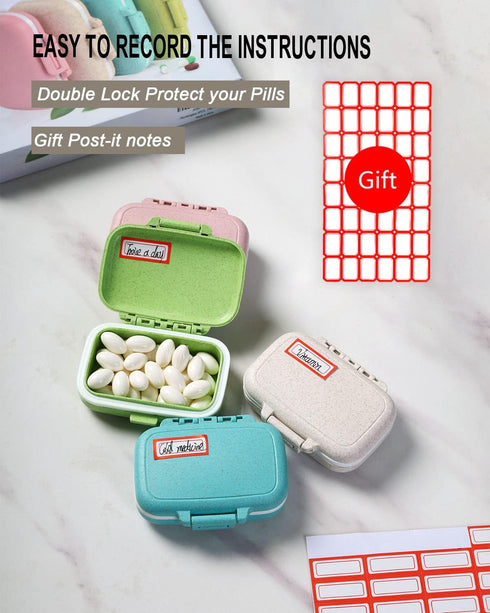 4 PC Pill Case, 3 Removable Compartments BPA-free Pill Box, Day Organizer for Travel Storage of Vitamins, Fish Oil, or