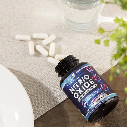 Extra Strength Nitric Oxide Supplement, L Arginine 3X Strength, 60 Capsules for Energy & Strength