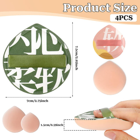 4 PCS Makeup Puff, Korean Teardrop Setting Powder Puff for Foundation, Concealer, Liquid Cream, Beginner-Friendly