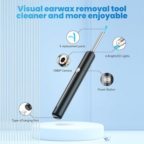Ear Wax Removal Kit - Ear Cleaner with Camera - 1080HD Tool for Effective Cleaning of Ear Wax Build-Up