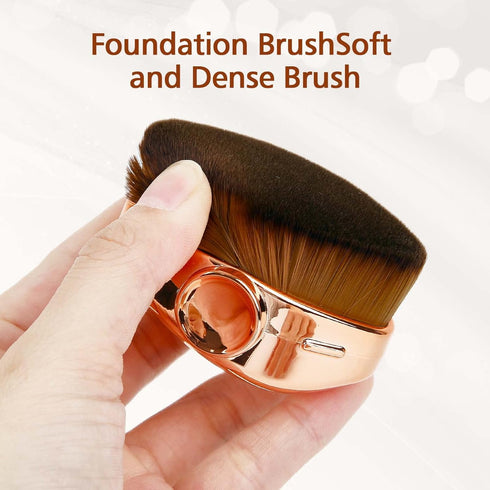 VONOVO Foundation Makeup Brush, Flat Top Kabuki for Liquid, Cream, or Powder Cosmetics (Rose-Gold)