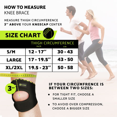 GARNO Knee Brace Plus Size, Dual Patella Tendon Support Strap, Adjustable Neoprene Stabilizer