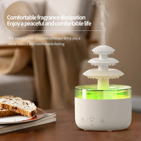 ZORIC 7-Color Office(500ml) Cloud Rain Humidifier & Essential Oil Diffuser with LED Mood Lights, White Noise Rain