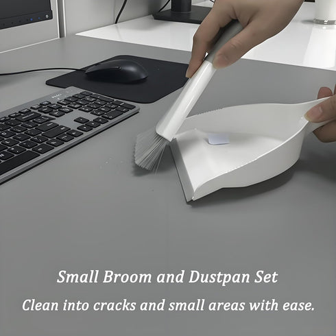 Set, 3 Set) Small Hand Dust Pan and Brush - Small Broom and Dustpan Mini Broom and Dustpan, Compact Dustpans and Brush