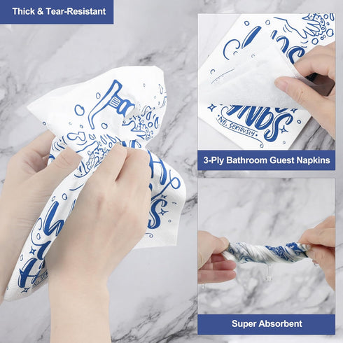 Ruisita 150 Pack Disposable Bathroom Napkins, Decorative Paper Hand Towels for Bathroom Etiquette, Dark Blue