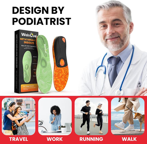 Metatarsal Pain Relief Insoles Morton's Neuroma Shoe Insert for Men & Women Relieve Ball of Foot