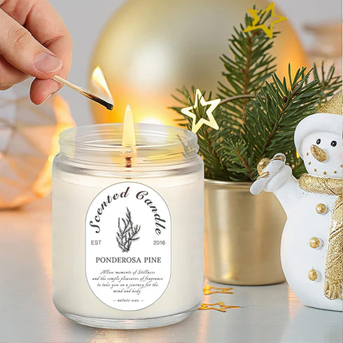 Set, 4 Pack Scented Candle Gift Soy Wax Scented Candles for Home Lavender, Sage & Ponderosa Pine Aromatherapy Candles